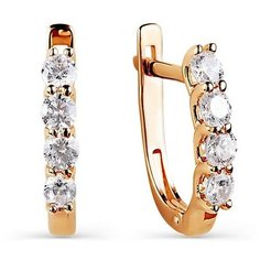 Серьги The Jeweller, красное золото, 585 проба, фианит, , золотистый