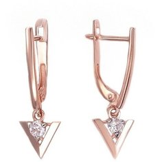 Серьги The Jeweller, красное золото, 585 проба, фианит, , золотистый