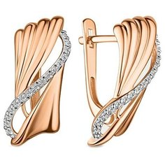 Серьги The Jeweller, красное золото, 585 проба, фианит, , золотистый