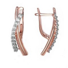 Серьги The Jeweller, красное золото, 585 проба, фианит, , золотистый
