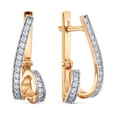 Серьги The Jeweller, красное золото, 585 проба, фианит, , золотистый
