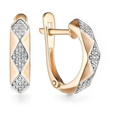 Серьги The Jeweller, красное золото, 585 проба, фианит, , золотистый