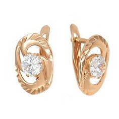 Серьги The Jeweller, красное золото, 585 проба, фианит, , золотистый