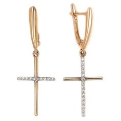 Серьги The Jeweller, желтое золото, 585 проба, фианит, , золотистый