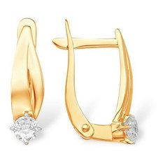 Серьги The Jeweller, красное золото, 585 проба, фианит, , золотистый