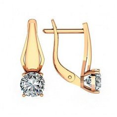 Серьги The Jeweller, красное золото, 585 проба, фианит, , золотистый