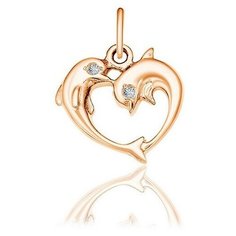 Подвеска The Jeweller, красное золото, 585 проба, фианит, золотистый