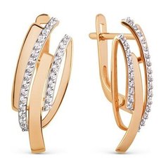 Серьги The Jeweller, красное золото, 585 проба, фианит, , золотистый