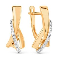 Серьги The Jeweller, красное золото, 585 проба, фианит, , золотистый
