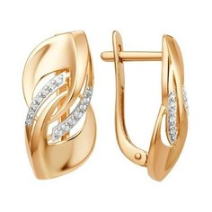 Серьги The Jeweller, красное золото, 585 проба, фианит, , золотистый