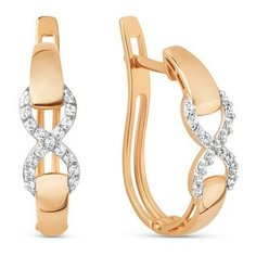 Серьги The Jeweller, красное золото, 585 проба, фианит, , золотистый
