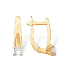 Серьги The Jeweller, красное золото, 585 проба, фианит, , золотистый