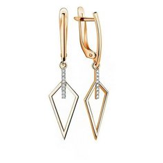 Серьги The Jeweller, красное золото, 585 проба, фианит, , золотистый
