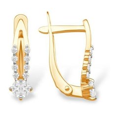 Серьги The Jeweller, красное золото, 585 проба, фианит, , золотистый