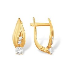 Серьги The Jeweller, красное золото, 585 проба, фианит, , золотистый