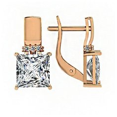 Серьги The Jeweller, красное золото, 585 проба, фианит, , золотистый