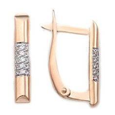 Серьги The Jeweller, красное золото, 585 проба, фианит, , золотистый