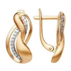 Серьги The Jeweller, красное золото, 585 проба, фианит, , золотистый