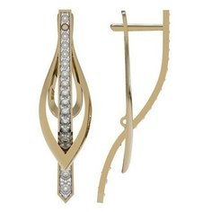 Серьги The Jeweller, красное золото, 585 проба, фианит, , золотистый
