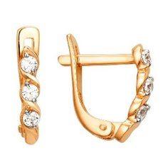 Серьги The Jeweller, красное золото, 585 проба, фианит, , золотистый