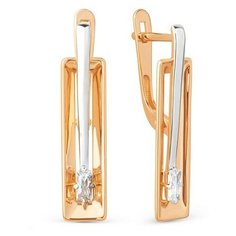 Серьги The Jeweller, красное золото, 585 проба, фианит, , золотистый