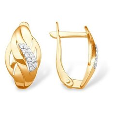 Серьги The Jeweller, красное золото, 585 проба, фианит, , золотистый