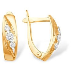 Серьги The Jeweller, красное золото, 585 проба, фианит, , золотистый