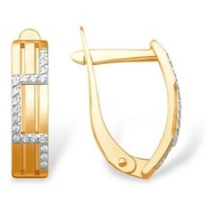 Серьги The Jeweller, красное золото, 585 проба, фианит, , золотистый
