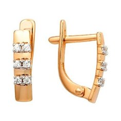 Серьги The Jeweller, красное золото, 585 проба, фианит, , золотистый