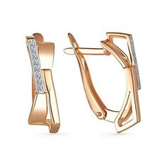 Серьги The Jeweller, красное золото, 585 проба, фианит, , золотистый