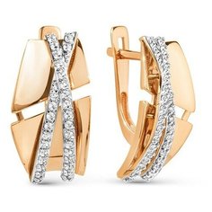 Серьги The Jeweller, красное золото, 585 проба, фианит, , золотистый