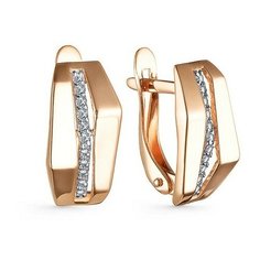 Серьги The Jeweller, красное золото, 585 проба, фианит, , золотистый