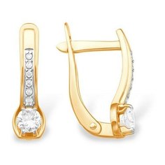 Серьги The Jeweller, красное золото, 585 проба, фианит, , золотистый