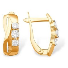 Серьги The Jeweller, красное золото, 585 проба, фианит, , золотистый