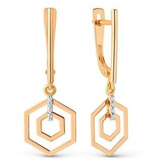 Серьги The Jeweller, красное золото, 585 проба, фианит, , золотистый
