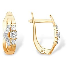 Серьги The Jeweller, красное золото, 585 проба, фианит, , золотистый