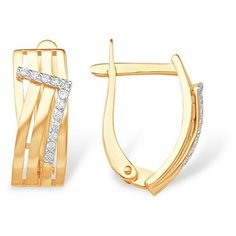 Серьги The Jeweller, красное золото, 585 проба, фианит, , золотистый