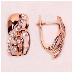 Серьги The Jeweller, красное золото, 585 проба, фианит, , золотистый