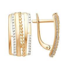 Серьги The Jeweller, красное золото, 585 проба, фианит, , золотистый