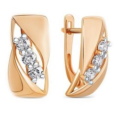 Серьги The Jeweller, красное золото, 585 проба, фианит, , золотистый