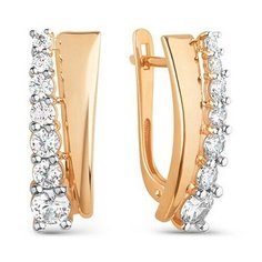 Серьги The Jeweller, красное золото, 585 проба, фианит, , золотистый