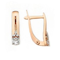 Серьги The Jeweller, красное золото, 585 проба, фианит, , золотистый