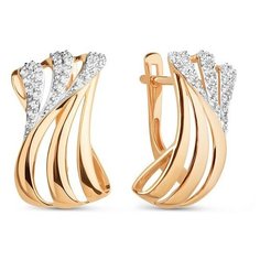 Серьги The Jeweller, красное золото, 585 проба, фианит, , золотистый