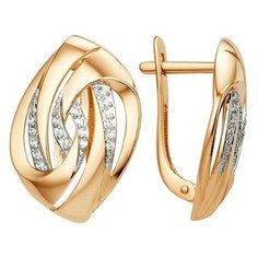 Серьги The Jeweller, красное золото, 585 проба, фианит, , золотистый