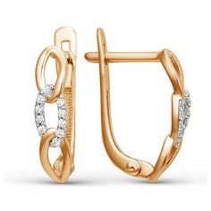 Серьги The Jeweller, красное золото, 585 проба, фианит, , золотистый