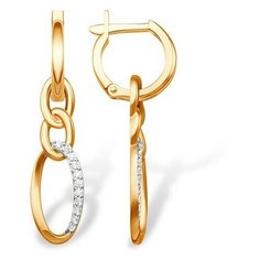 Серьги The Jeweller, красное золото, 585 проба, фианит, , золотистый