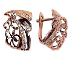 Серьги The Jeweller, красное золото, 585 проба, фианит, , золотистый