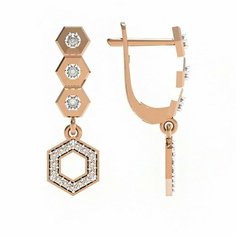 Серьги The Jeweller, красное золото, 585 проба, фианит, , золотистый