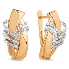 Серьги The Jeweller, красное золото, 585 проба, фианит, , золотистый