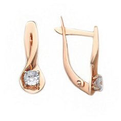 Серьги The Jeweller, красное золото, 585 проба, фианит, , золотистый